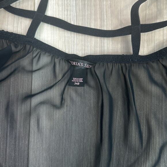 Victoria’s Secret black lace sheer mesh slip lingerie slip plus panty - Picture 6 of 7